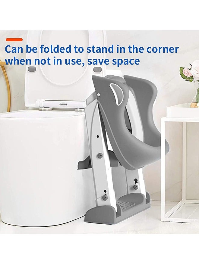 MIXDE potty training seat toddler toilet seat step stool ladder potty toilet seat for baby kids boys girls potty seat potty chair- grey - Image 4