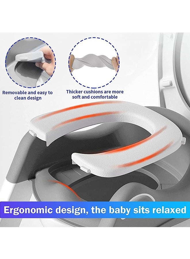 MIXDE potty training seat toddler toilet seat step stool ladder potty toilet seat for baby kids boys girls potty seat potty chair- grey - Image 5
