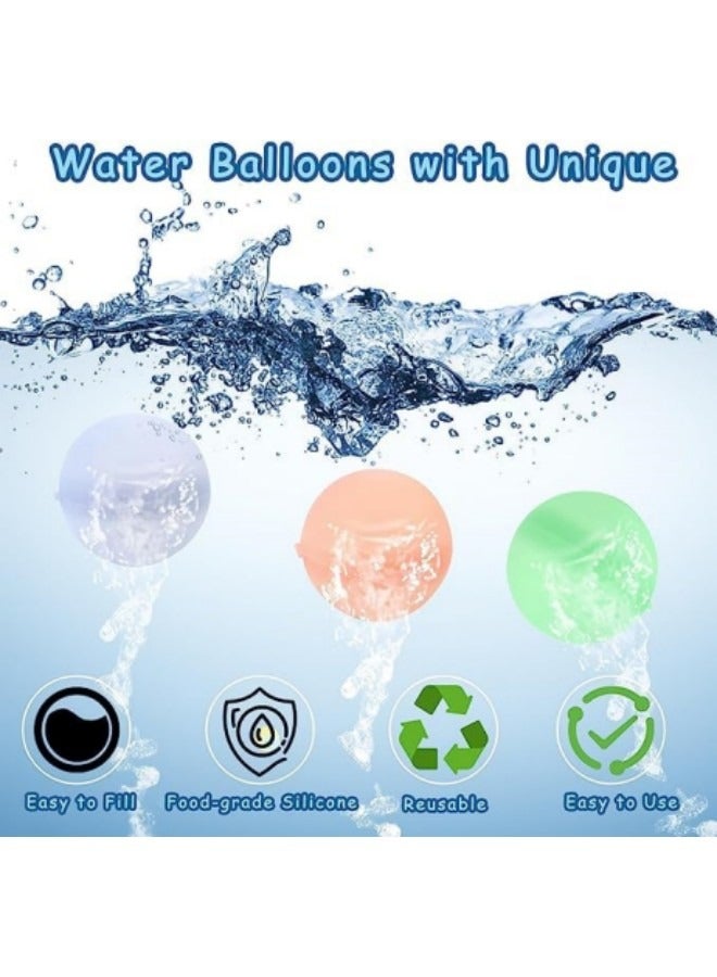GGEROU Reusable Water Balloons for Kids,5 Pcs Soft Silicone Water Splash Ball,  Non-magnetic - Image 2