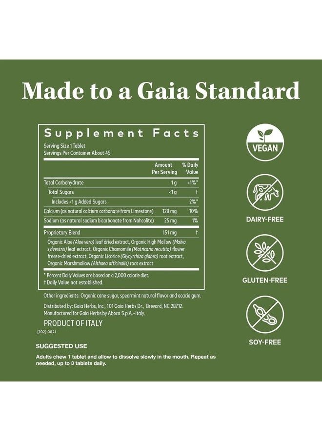 Gaia Herbs - Reflux Relief - with Marshmallow Root, Chamomile, Aloe, Licorice, and High Mallow - Helps with Occasional Heartburn and Relieve Indigestion - 45 Chewable Tablets (45-Day Supply) - Image 1