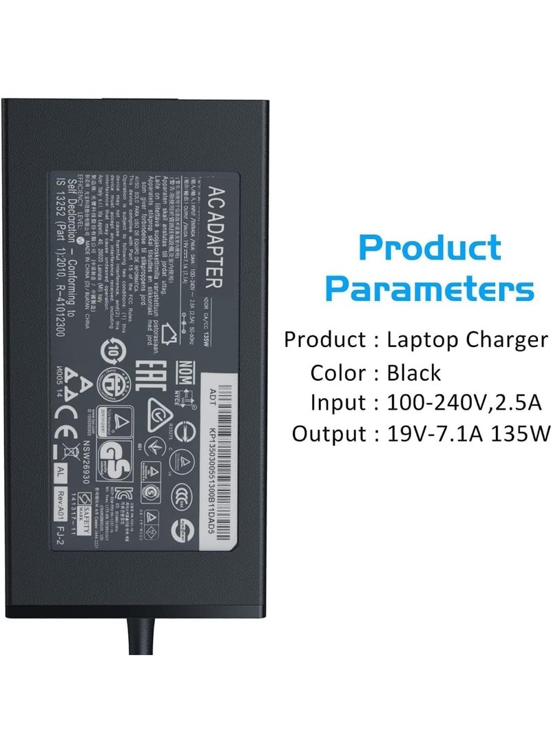 Terabyte شاحن تيار متردد بديل 135 واط لجهاز اللابتوب متوافق مع أيسر نيترو 5 NH.QBZSI.003، N18C3 N18C4 AN515-51 AN515-41 AN515-53 AN515-52 AN515-43 AN515-54 والعديد من الطرازات الأخرى - Image 4