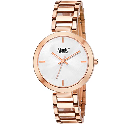 Ajanta Quartz Women's Analog Watch AWC043MSL Elegant Silver Rosegold Finish| Minimalist Design|Perfect for Everyday Fashion - Image 1