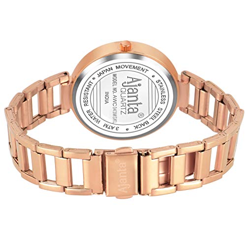 Ajanta Quartz Women's Analog Watch AWC043MSL Elegant Silver Rosegold Finish| Minimalist Design|Perfect for Everyday Fashion - Image 4