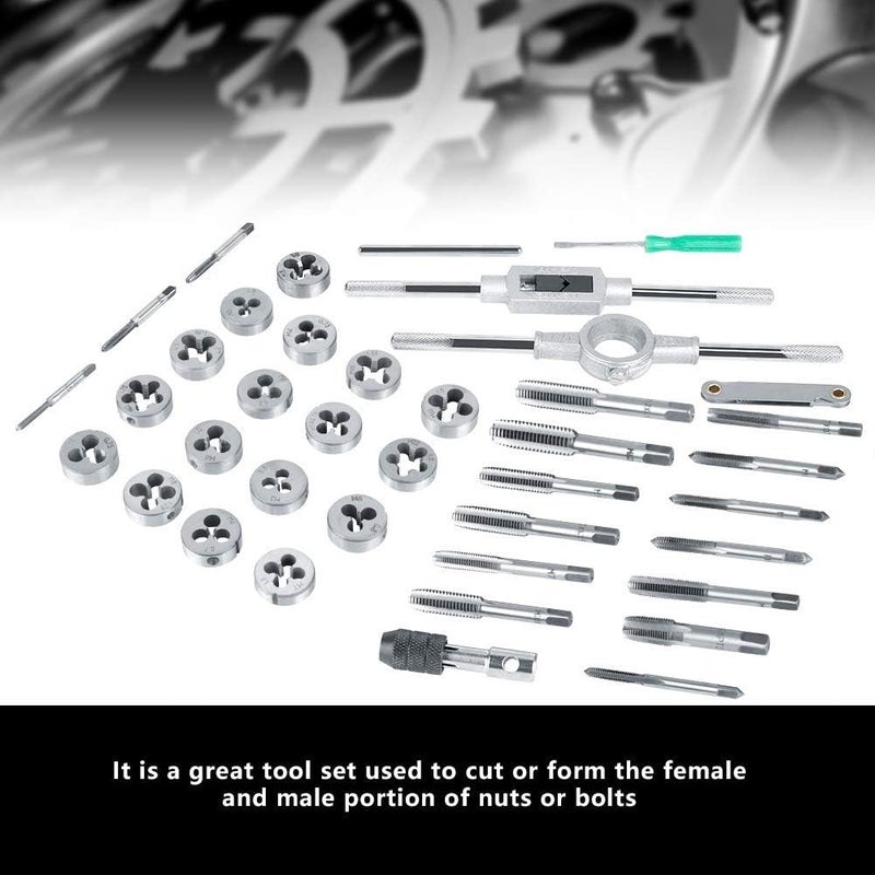woobles Tap and Die Set, Combination SAE/Metric Thread Tap Wrench Sets M3 - M12 Taps Holder Includes Screw Gauge Heavy Duty Hand Tools, Pack of 40 - Image 4