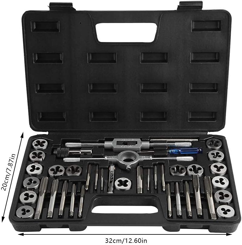 woobles Tap and Die Set, Combination SAE/Metric Thread Tap Wrench Sets M3 - M12 Taps Holder Includes Screw Gauge Heavy Duty Hand Tools, Pack of 40 - Image 3