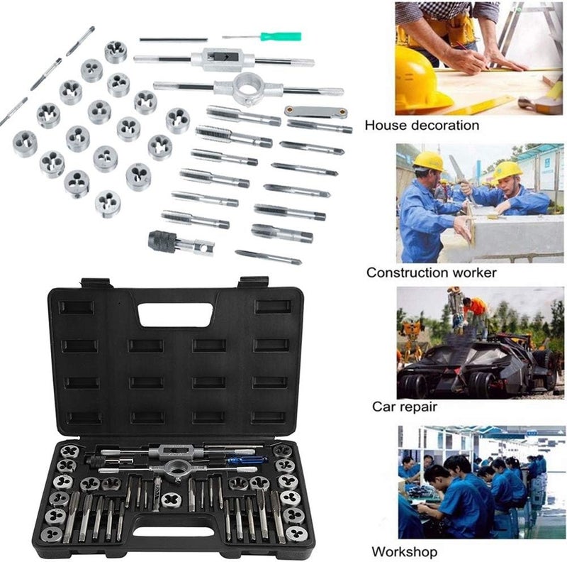 woobles Tap and Die Set, Combination SAE/Metric Thread Tap Wrench Sets M3 - M12 Taps Holder Includes Screw Gauge Heavy Duty Hand Tools, Pack of 40 - Image 2