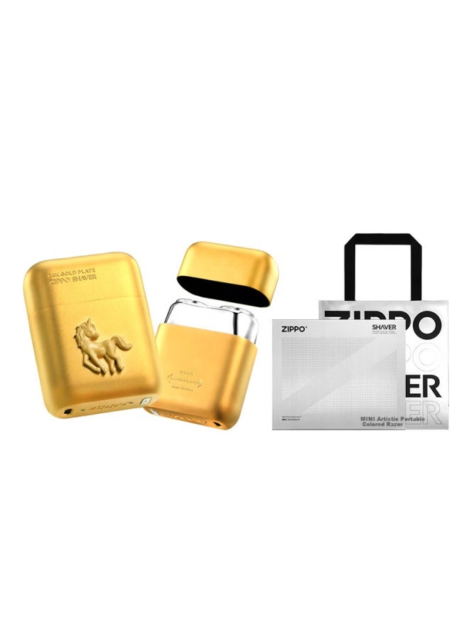Zippo موسى زيبّو الحلاقة حصان ذهبي محظوظ في علبة هدايا صغيرة محمولة للسفر قابلة للغسل ماكينة حلاقة كهربائية للرجال هدية لصديق أو زوج أو أب أو رئيس هدية تذكارية لعيد الميلاد - Image 3