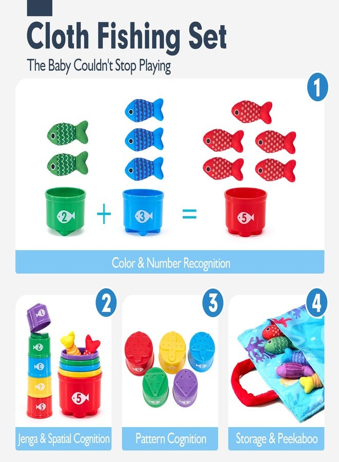 hahaland Toddler Toys Montessori Toys for 1 Year Old Boy Girl Birthday Gift -10 in 1 Cloth Fishing Game for Toddler Christmas Gifts 1-3 with Stacking Cups- Number Counting, Color Sorting, Shape Learning - Image 5