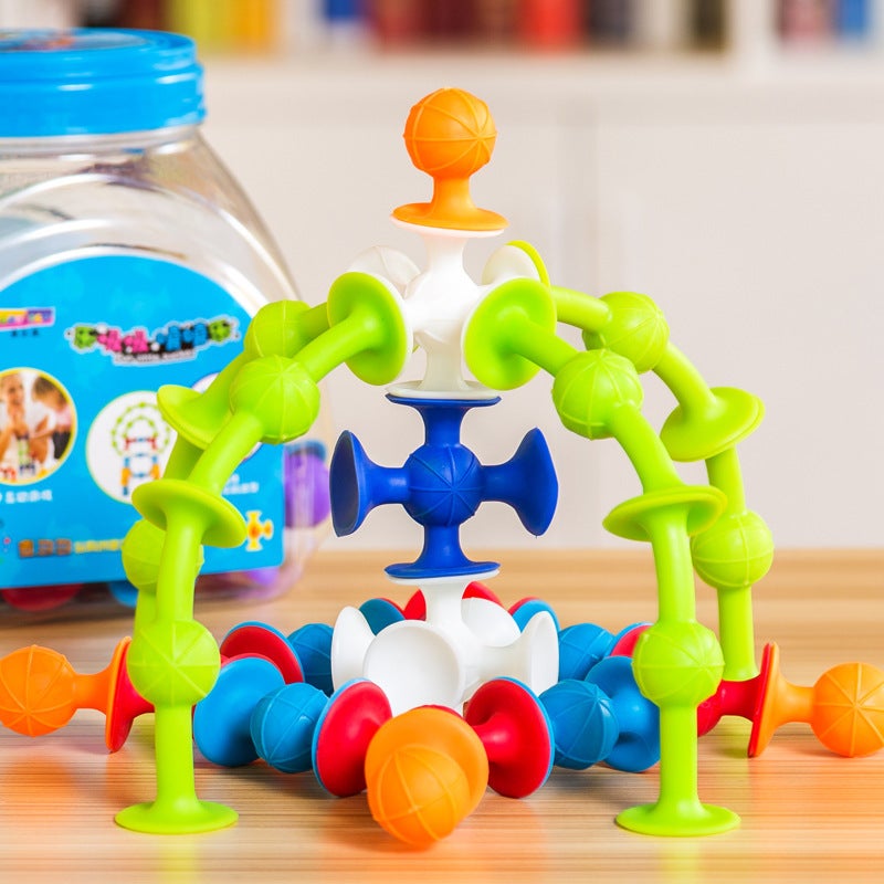 Tpr Soft Building Blocks Suction Music Sticky Music Children'S Educational Toys Diy Large Particle Building Blocks Sucker Toys - Image 1