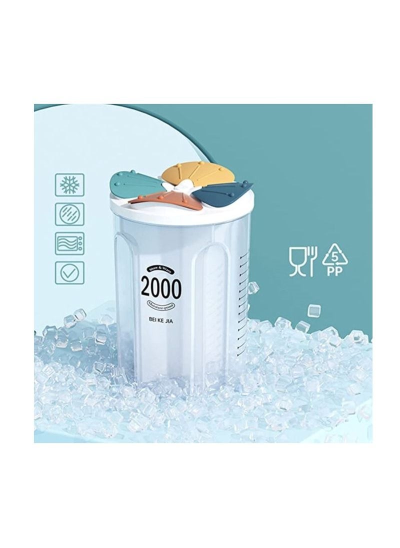 Spaceshoop - Airtight Food Storage Container Divider Cereal Dispenser Large Capacity Leak Proof Plastic Dry Food Storage Box with Lids 4 Grids 2000ml - Image 1