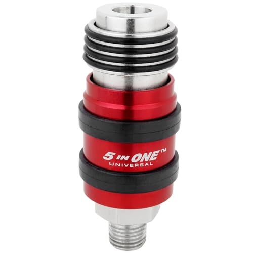 Milton 5 in ONE™ Universal Safety Exhaust Quick-Connect Industrial Coupler 1/4" Male NPT, Accepts All Major Interchanges, Safely Disconnect and Eliminate Potentially Dangerous Hose Whip - Image 2