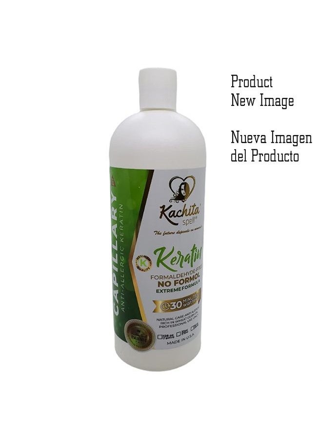 Kachita Spell - Brazilian Keratin Treatment Formaldehyde Free Kachita Spell Hair Straighteners 32 floz 1 Litre No Formol Made in USA - Image 1