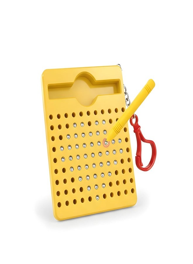 JOUET Magnetic Dot Drawing Board with Stylus for Kids, Reusable Mess-Free Drawing Toy, Portable Travel Activity, Fine Motor Skill & Hand-Eye Coordination Learning Toy - Bright Yellow - Image 1