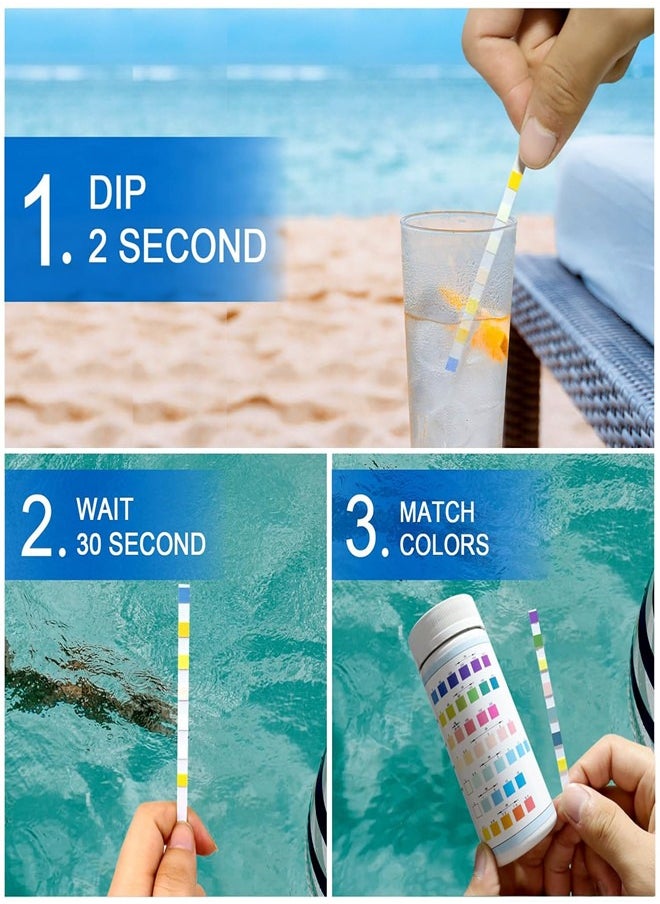 Osowake 7 in 1 Pool & Spa Test Strips 50 Counts Swimming Pool Hot Tub Spa Water Quality Testing for Total Chlorine/Free Chlorine/Bromine/Total Hardness/pH/Cyanuric Acid/Total Alkalinity  - Image 4