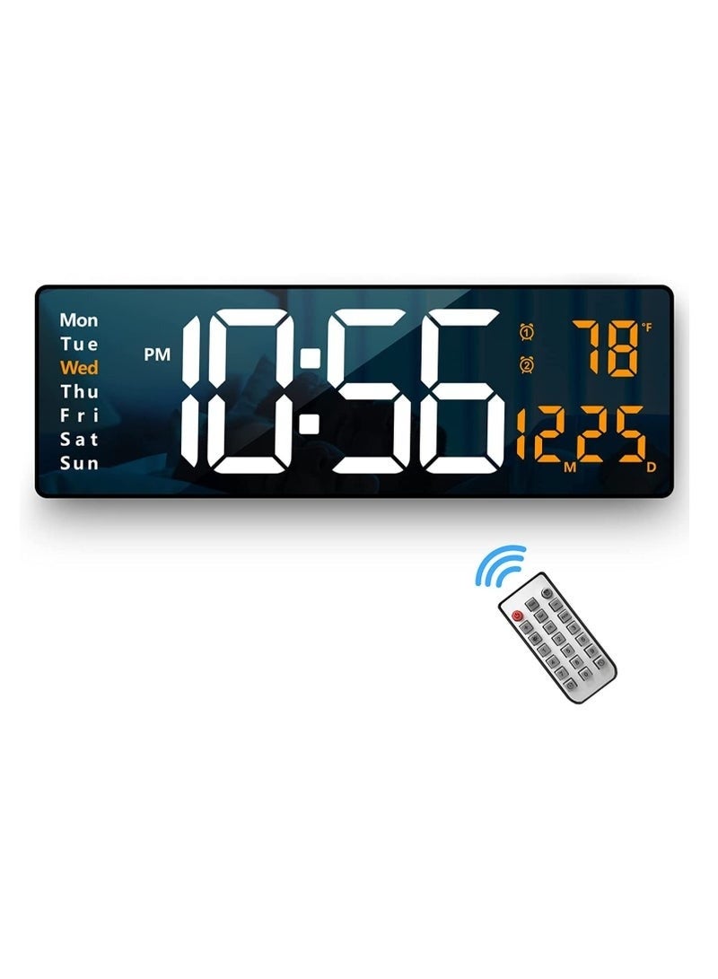 Clock Digital Wall Clock Large Display,  Large Wall Clocks, LED Digital Clock with Remote Control for Living Room Decor, Automatic Brightness Dimmer Big Clock with Date Week Temperature - Image 1
