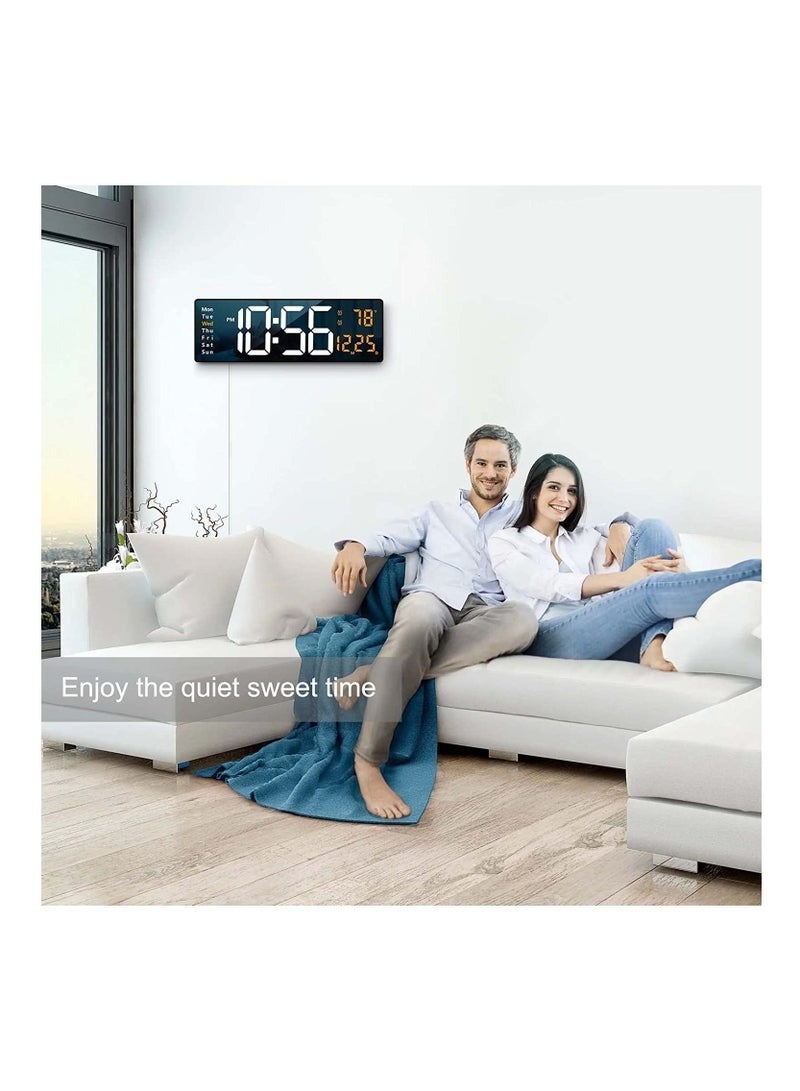 Clock Digital Wall Clock Large Display,  Large Wall Clocks, LED Digital Clock with Remote Control for Living Room Decor, Automatic Brightness Dimmer Big Clock with Date Week Temperature - Image 5