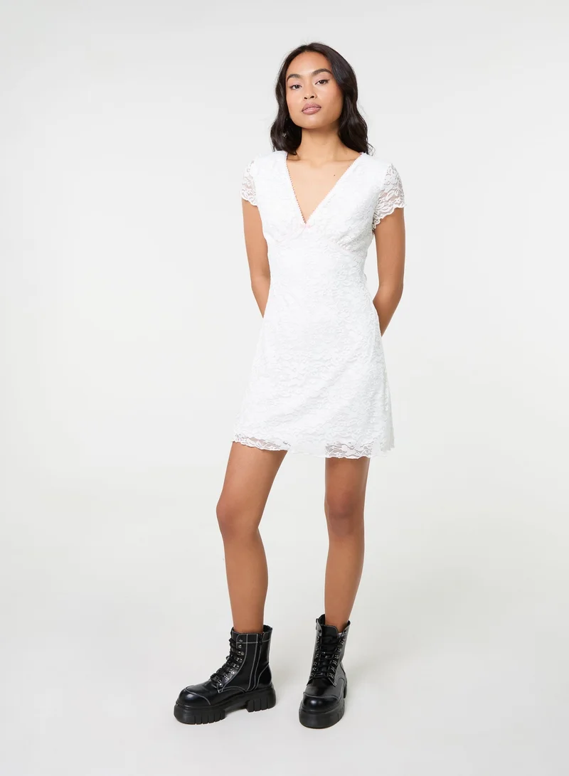 Pink Vanilla Cap Sleeve Lace Mini Dress