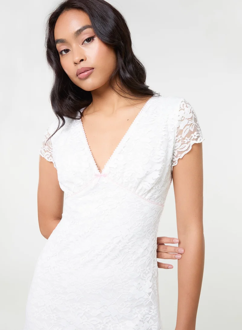 Pink Vanilla  Cap Sleeve Lace Mini Dress for Women | Best Price UAE