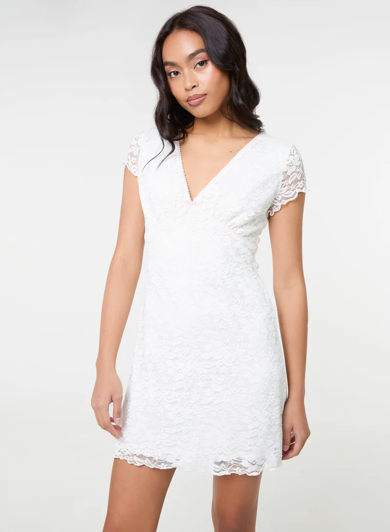 Pink Vanilla  Cap Sleeve Lace Mini Dress for Women | Best Price UAE