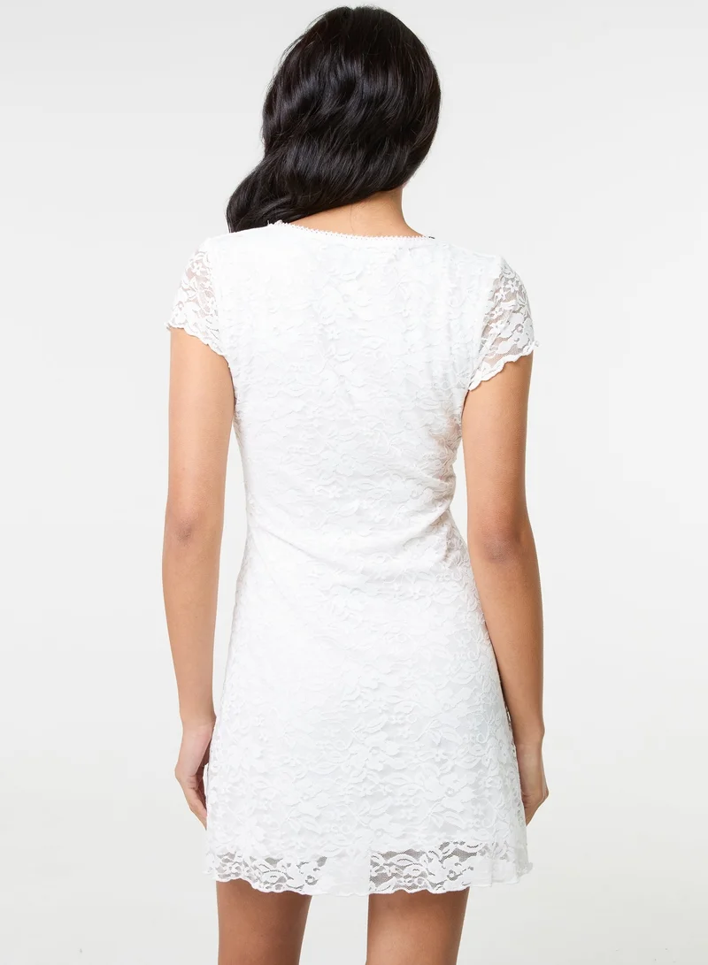 Pink Vanilla Cap Sleeve Lace Mini Dress