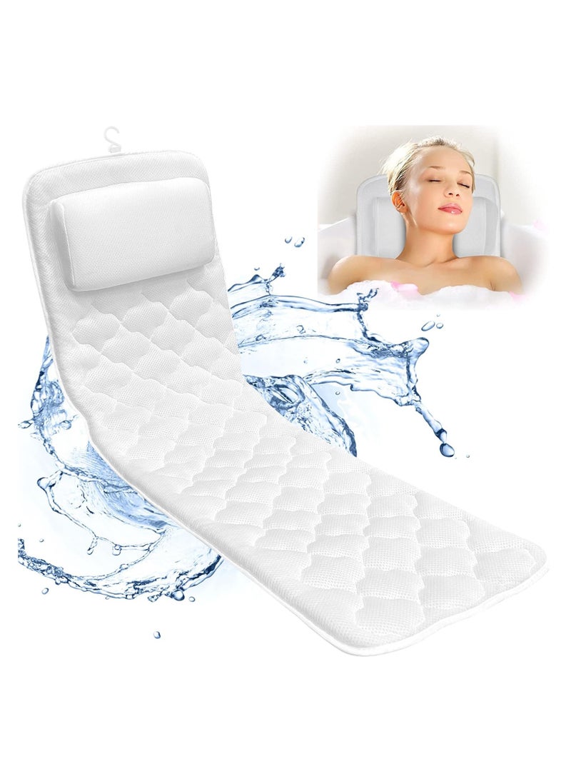 XiuWoo 2 in 1 Anti-slip Large 3D Mesh Breathable Full Body Bath Pillow, Spa Bath Pillows, Luxury Bath Tub Pillow, Bathtub Mat, Bath Massage Mat for Tub Neck and Back Support - Image 1