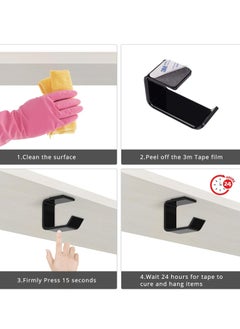Oasisgalore Acrylic Under-Desk Headphone Hanger, 3M Adhesive, Black  - Image 3