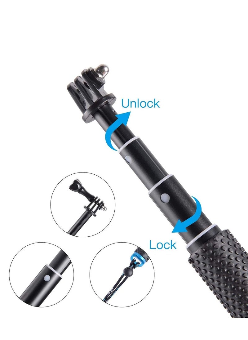 KASTWAVE Selfie Stick, 19" KASTWAVE Waterproof Hand Grip Adjustable Extension Monopod Pole Fit for GoPro Hero (2018) Hero 7 6 5 4 3+3 2 1 Session, Fit for AKASO Xiaomi Yi SJCAM SJ4000 SJ5000 SJ6000 More (Blue)  - Image 3