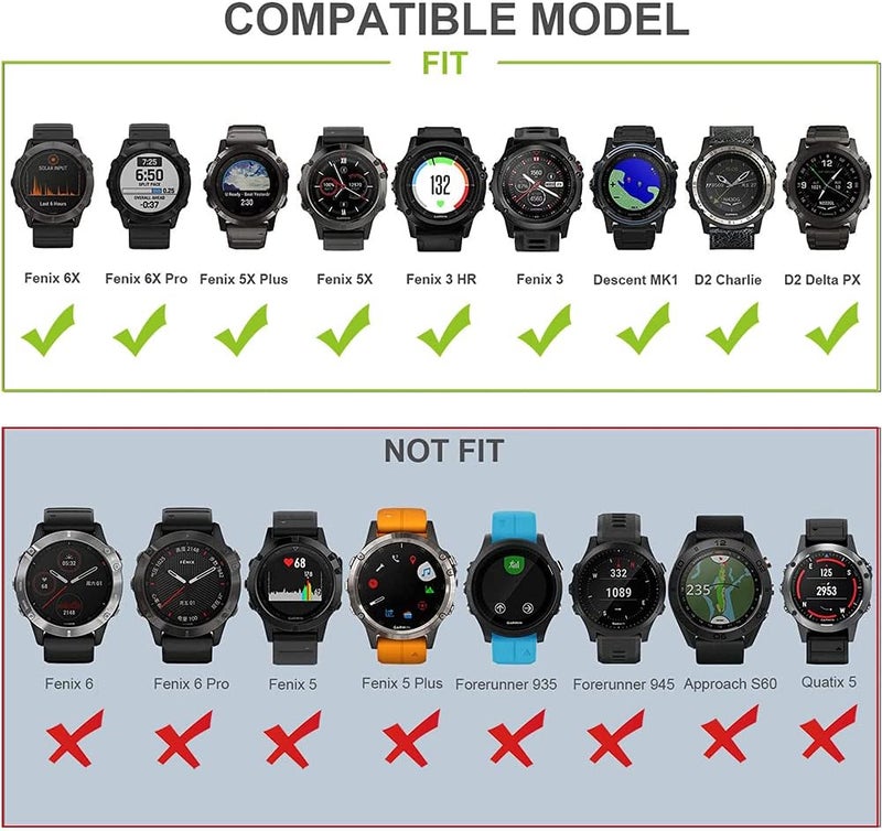 OVERSTEP Compatible with Garmin Fenix 5X Band 26mm Width Soft Silicone Watch Strap for Fenix 6X/Fenix 7X/Fenix 5X Plus/Fenix 6X Pro/Fenix 3/Fenix 3 HR/Tactix/Descent MK1/D2 Delta PX/D2 Charlie, Yellow - Image 3