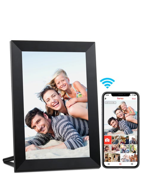 10.1 Inch WiFi Digital Photo Frame with IPS Touch Screen, 16GB Storage, Easy Setup for Sharing Photos & Videos via Frameo App, Auto-Rotate, Wall Mountable (Black)