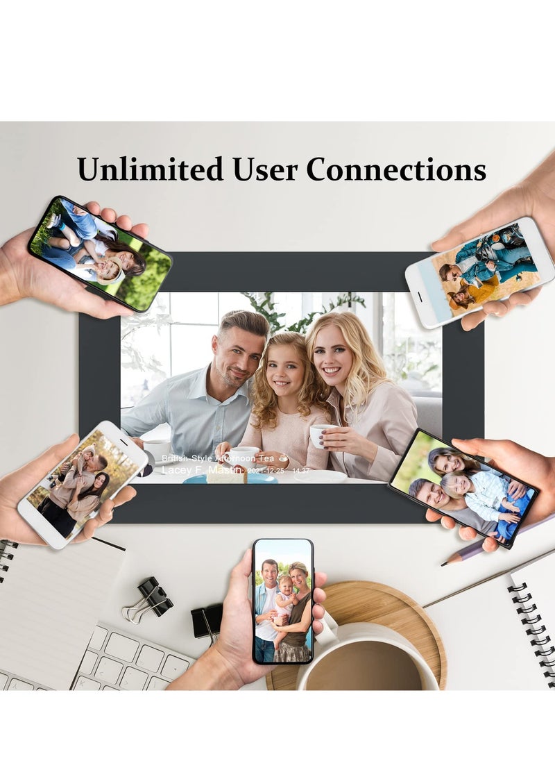Generic - 10.1 Inch WiFi Digital Photo Frame with IPS Touch Screen, 16GB Storage, Easy Setup for Sharing Photos & Videos via Frameo App, Auto-Rotate, Wall Mountable (Black) - Image 1