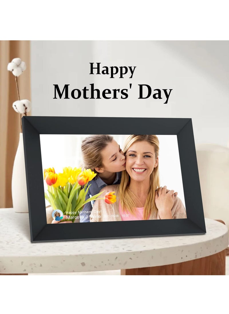 Generic - 10.1 Inch WiFi Digital Photo Frame with IPS Touch Screen, 16GB Storage, Easy Setup for Sharing Photos & Videos via Frameo App, Auto-Rotate, Wall Mountable (Black) - Image 1
