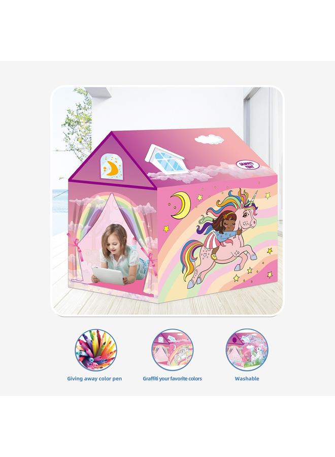 الأزرق جي دبليو <هدية إبداعية> خيمة الكتابة على الجدران الداخلية diy دمية الأطفال خيمة فتاة لعبة مجموعة ألعاب - Image 5