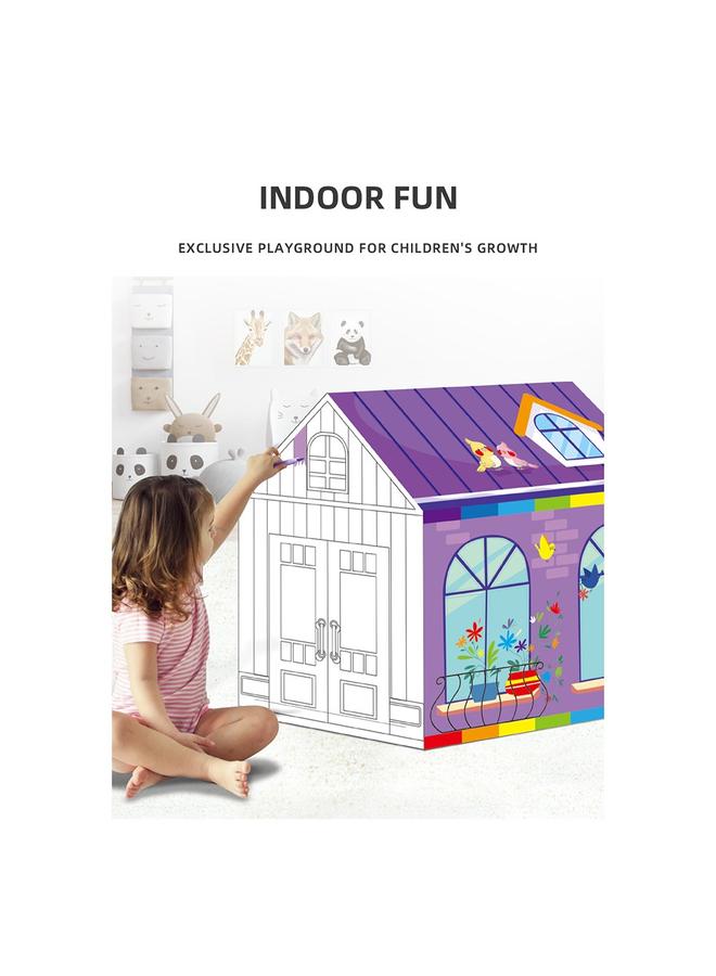 الأزرق جي دبليو <هدية إبداعية> خيمة الكتابة على الجدران الداخلية diy دمية الأطفال خيمة فتاة لعبة مجموعة ألعاب - Image 3