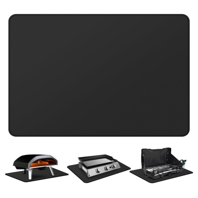 FLASLD Fireproof & Waterproof Under Blackstone Griddle BBQ Mat, Protect Your Prep Table and Outdoor Grill Table - Heat Resistant Grill Table Mat (Black,16 x 24in) - Image 1