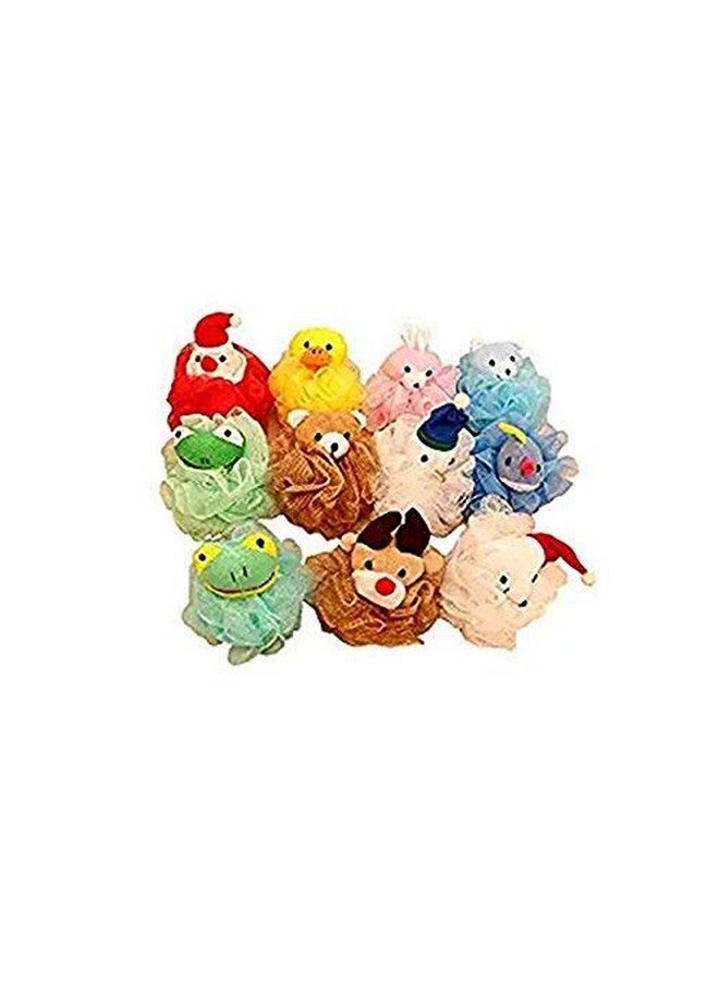 Rubinson-store Cartoon Bath Pouf Puff Mesh Bath Sponges with Stuffed Animal Loofah (4 Pack) Rabbit,Bear,Duck,Frog Design - Image 2