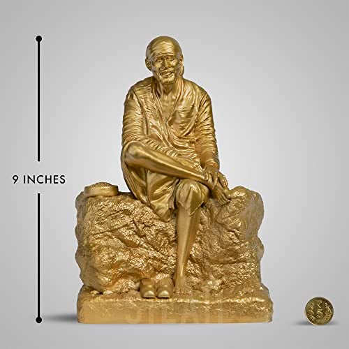 SILAII Shirdi Sai Baba Sculpture (Gold, 9 Inch) - Image 2