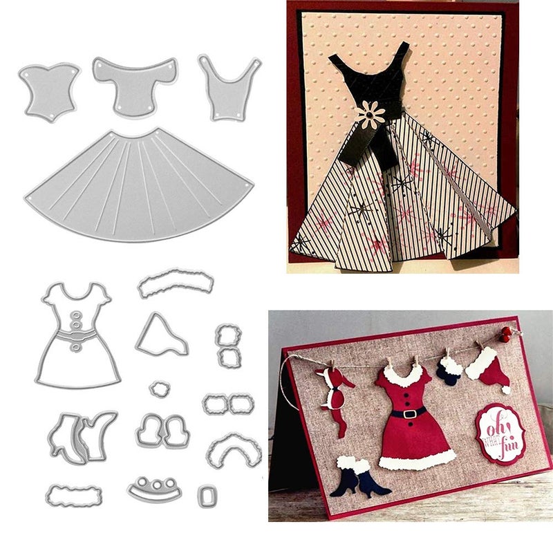 Metal Christmas Woman Santa Claus Dress Cutting DiesDress Skirt Die Cuts Embossing Stencils Template Mould for DIY Scrapbooking Album Decorative Paper Dies Card Making
