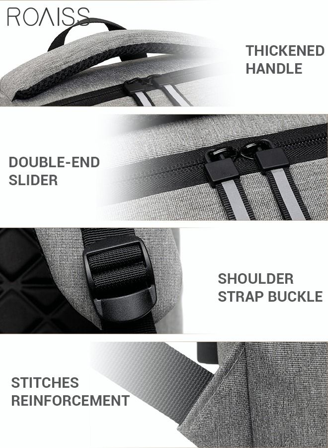 roaiss Multifunction Waterproof Backpack with USB Port Colorblock Waterproof Oxford School Bag for Men Work Travel Flight Business Commuter 15.6" Laptop Black/Grey - Image 5
