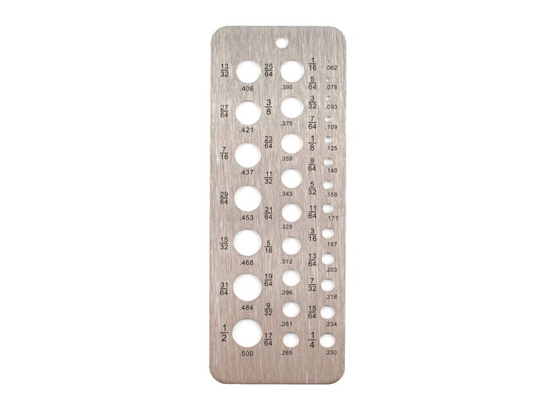 VCT 29 Hole Stainless Steel Drill Gauges for 1/16 Inch to 1/2 Inch Size Bits, 17/64-1/2 Inch Size Bits & Metric Sizes 0.062-0.250 Bolt and Wire Diameter Index Gauge - Image 1