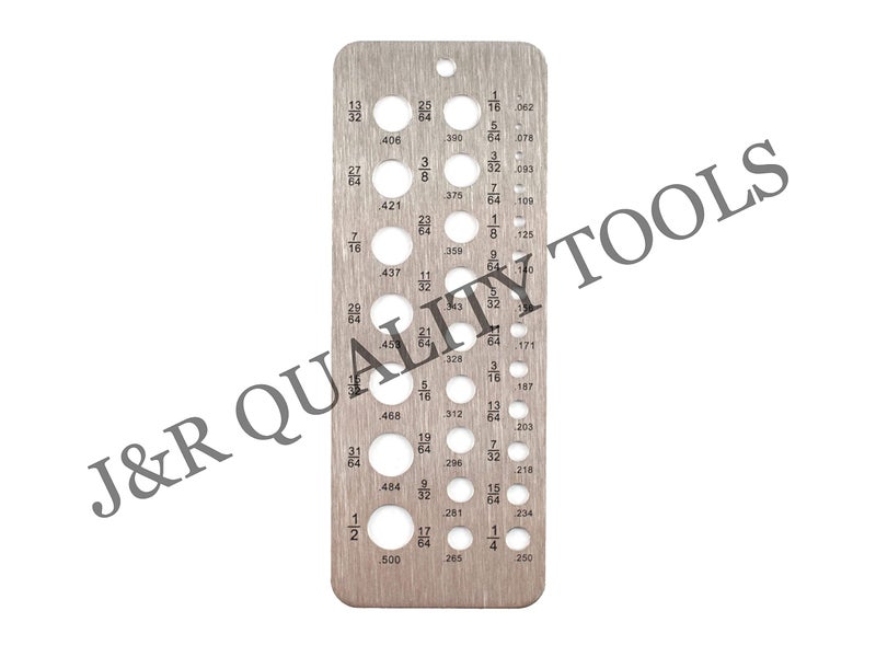 VCT 29 Hole Stainless Steel Drill Gauges for 1/16 Inch to 1/2 Inch Size Bits, 17/64-1/2 Inch Size Bits & Metric Sizes 0.062-0.250 Bolt and Wire Diameter Index Gauge - Image 2