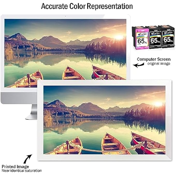 3 PACK REMANUFACTURED 65XL 65 XL HIGH YIELD INK CARTRIDGES FOR HP DESKJET 2600 2622 2635 2652 2655 3700 3720 3722 3752 3755 ENVY 5000 5052 5055 AMP 100 PRINTER SERIES BLACK AND COLOR COMBO - Image 3