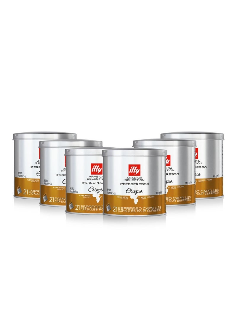 Illy Iperespresso capsules Ethiopia - pack of 6 with 21 capsules each can compatible with iperEspresso machine. - Image 1