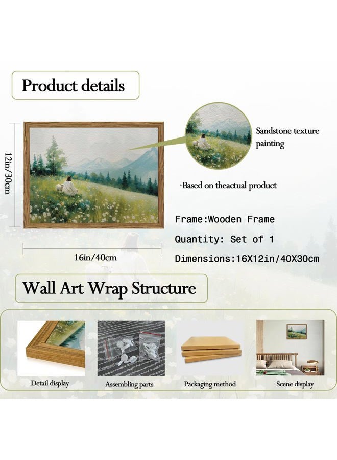 Hwetui Framed 3D Textured Christian Jesus Leaves the 99 Sheep Wall Art, Hand Drawn Sandstone Jesus and Lamb Wall Decor Pictures, Lost Sheep Pictures Prints for Living Room Church Prayer Room - Image 5