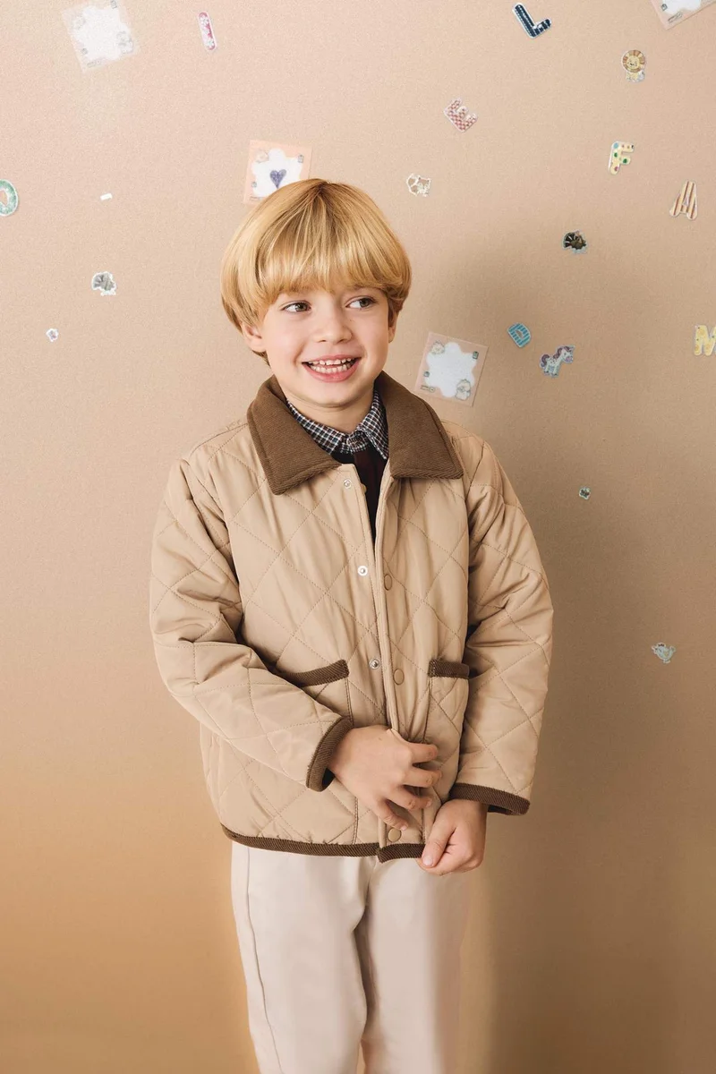 ديفاكتو Baby Boy Waterproof Contrast Collar Jacket
