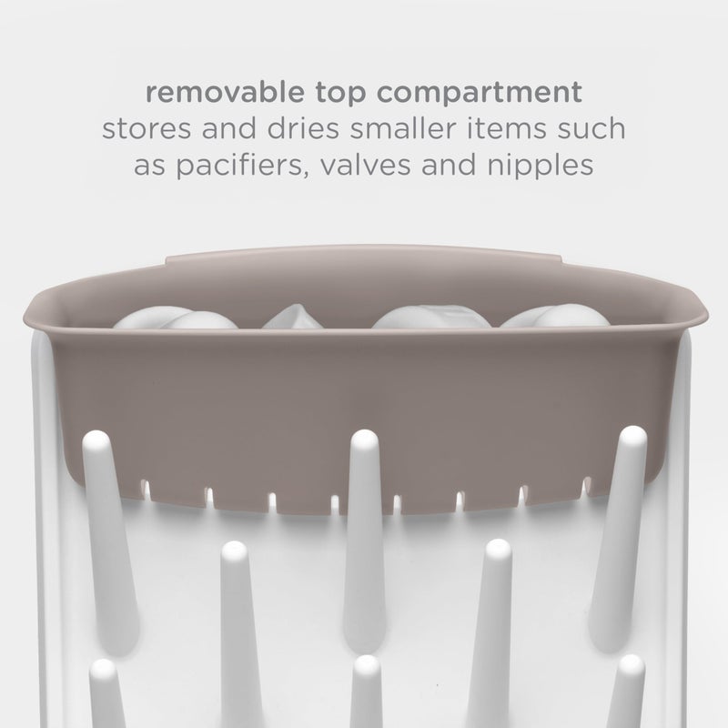 Ubbi Vertical Baby Bottle Drying Rack, Space Saving Countertop Drying Rack Baby Accessory, Taupe - Image 4