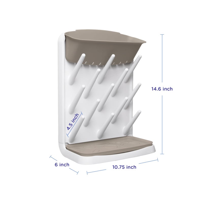 Ubbi Vertical Baby Bottle Drying Rack, Space Saving Countertop Drying Rack Baby Accessory, Taupe - Image 2