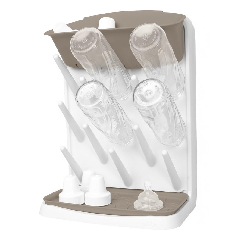 Ubbi Vertical Baby Bottle Drying Rack, Space Saving Countertop Drying Rack Baby Accessory, Taupe - Image 1