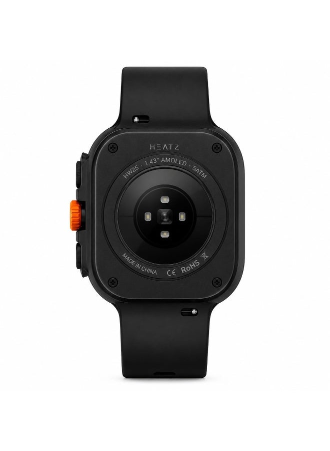 HEATZ HW25 Smartwatch 1.43-inch AMOLED Display Bluetooth Calling 1ATM Water Resistant Black - Image 5