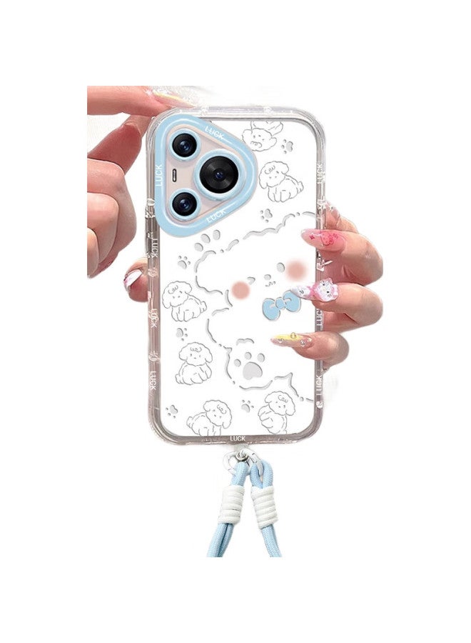 Sehan Shihan Compatible With Huawei Pura70 Phone Case, Huawei P70 Protective Cover, Full Lens Protection, Shockproof Airbag, Transparent Soft Shell, High-End Creative Cartoon Cute Striped Dog Design With Lanyard - Image 3