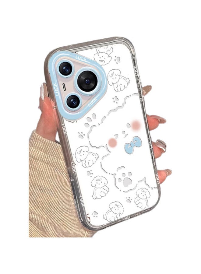 Sehan Shihan Compatible With Huawei Pura70 Phone Case, Huawei P70 Protective Cover, Full Lens Protection, Shockproof Airbag, Transparent Soft Shell, High-End Creative Cartoon Cute Striped Dog Design With Lanyard - Image 1